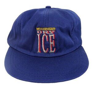 Moosehead Dry Ice Beer Hat Leather Strap Snap Back Cap Dark Navy Blue